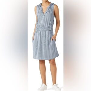 Fifteen Twenty Hooded Striped Mini‎ Dress with Pockets in Blue and White - L